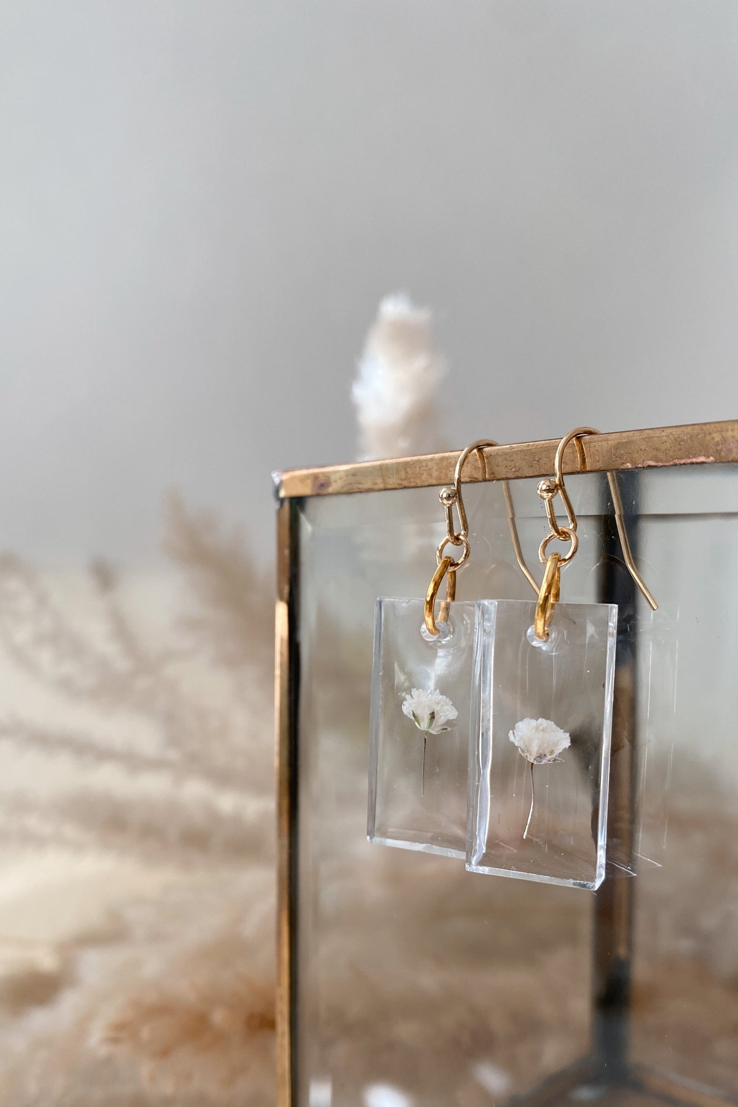 Handmade Baby's Breath Resin Earrings