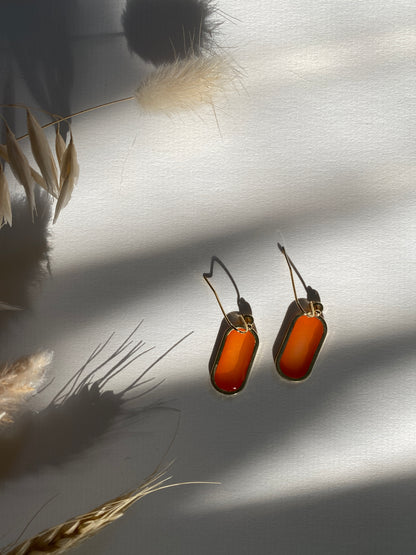 'Sunburst' Resin Orange Earrings