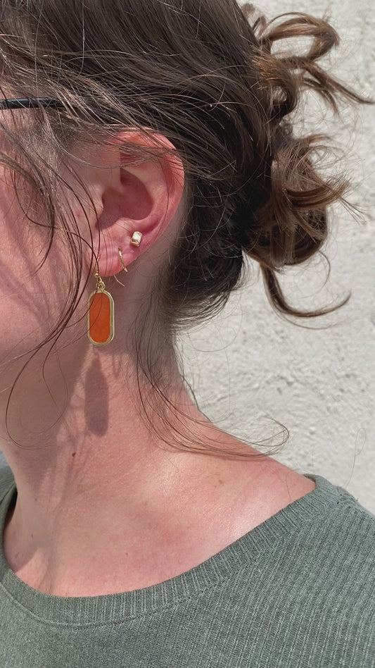 'Sunburst' Resin Orange Earrings